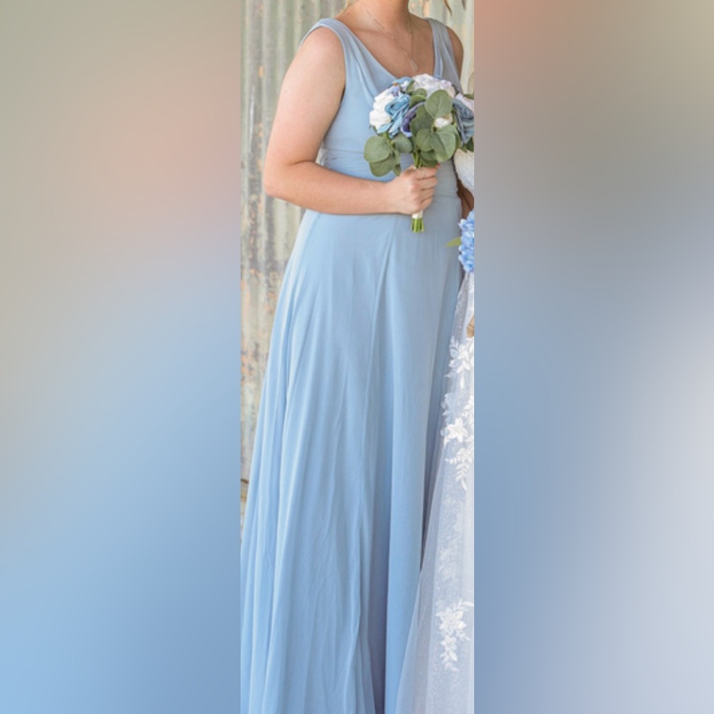Dusty blue chiffon gown